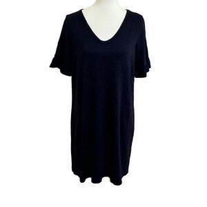 Boden Imogene Navy Blue Tshirt Dress Short Ruffle Sleeves Size 12 Style J0416